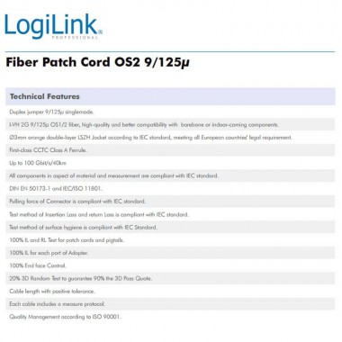 Logilink FP0LC05 - 5m Cable Fibra Óptica OS2 LC-LC 9/125 MonoModo Duplex