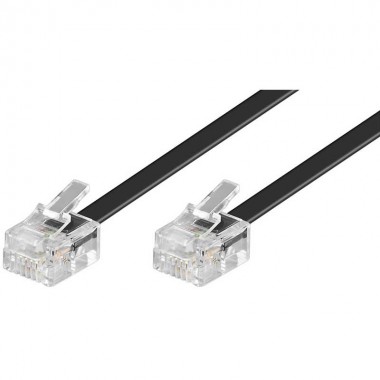 15m Cable de teléfono RJ11 Macho-Macho Negro | Marlex Conexion