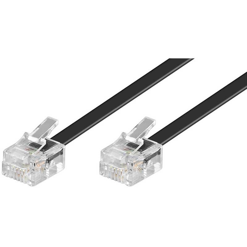 10m Cable de teléfono RJ11 Macho-Macho Negro | Marlex Conexion