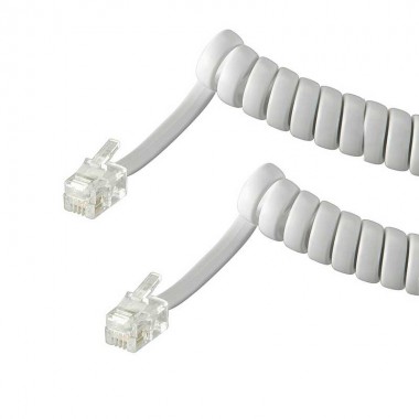 4m Cable de teléfono RJ10 Macho-Macho Rizado Blanco | Marlex Conexion