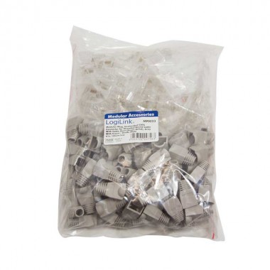 Logilink MP0023 - Conector RJ45 Macho UTP Cat6, Capuchón Gris, Guia (100 pcs)