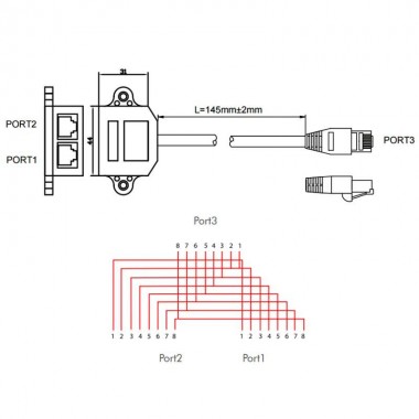 Logilink NP0042 - Duplicador RJ45 tipo ``T``, 1 Macho a 2 Hembras | Marlex Conexion