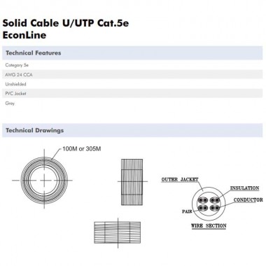 Logilink CPV0019 - 100m Bobina Cat.5e U/UTP RIGIDO CCA | Marlex Conexion