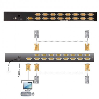 Aten CS1316 - KVM de 16 Puertos USB PS/2 VGA para Rack 19"