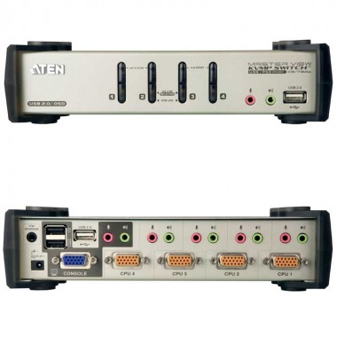Aten CS1734B - Conmutador KVM de 4 Puertos USB PS/2 VGA con Audio