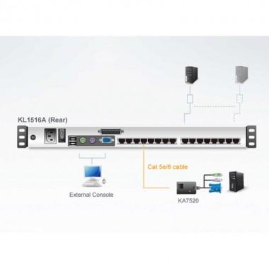 Aten KL1516AM - KVM Cat 5e/6 LCD 17'' de 16 Puertos, Dual Rail, para Rack 19''