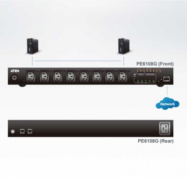 Aten PE6108G - PDU eco 1U de 8 Tomas C13, 10A | Marlex Conexion