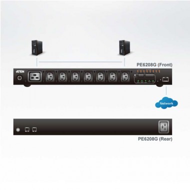 Aten PE6208G - PDU eco 1U de 7 Tomas C13 y 1 C19, 16A | Marlex Conexion