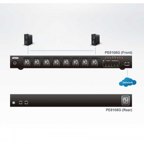 Aten PE8102G - PDU eco 1U de 8 Tomas C13, 10A | Marlex Conexion