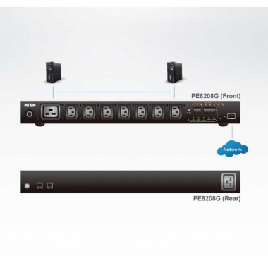 Aten PE8208G - PDU eco 1U de 7 Tomas C13 y 1 C19, 16A | Marlex Conexion