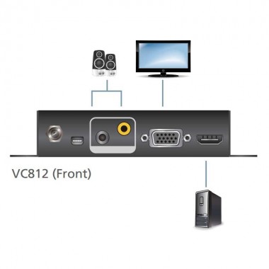 Aten VC812 - Conversor HDMI a VGA y Audio con Escalador | Marlex