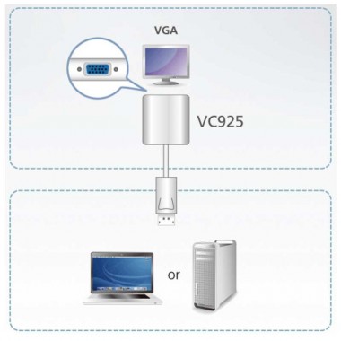 Aten VC925 - Conversor DisplayPort  1.1a a VGA | Marlex Conexion
