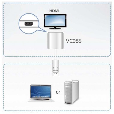 Aten VC985 - Conversor DisplayPort 1.1 a HDMI | Marlex Conexion