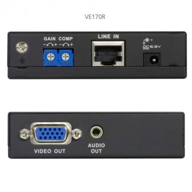 Aten VE170R -Receptor VGA sobre Cat5e/6 con Audio | Marlex Conexion