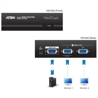 Aten VS132A - Splitter VGA de 2 puertos (450 MHz)