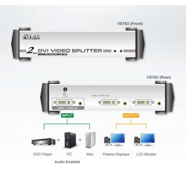 Aten VS162 - Video Splitter DVI 2 puertos con Audio 