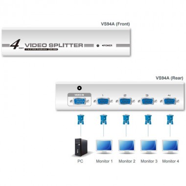 Aten VS94A - Video Splitter VGA 4 puertos (350 Mhz)