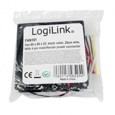 Logilink FAN101 - Ventilador 12v 80x80x25, Sleeve Bearing, Negro