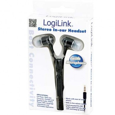 Logilink HS0021 - Auriculares "Zipper" con micro, tipo Cremallera, Negro