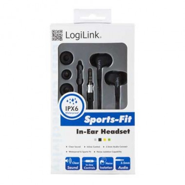 Logilink HS0042 - Auriculares in-ear Resistentes al Agua(IPX6) Negro | Marlex Conexion