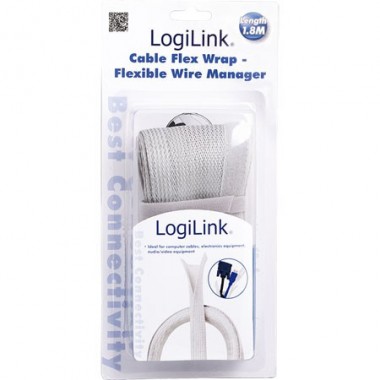 Logilink KAB0007 - Cubre Cable FlexWrap, Diametro 32mm, 1,8m, Gris | Marlex Conexion