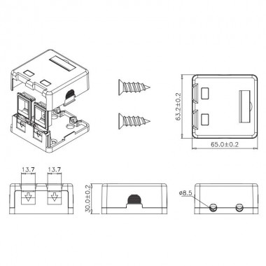 Logilink NK4032 - Caja Superficie para 2 conectores tipo Keystone | Marlex Conexion