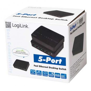 Logilink NS0103 - Mini Switch Ethernet de 5 puertos 10/100 Sobremesa Negro