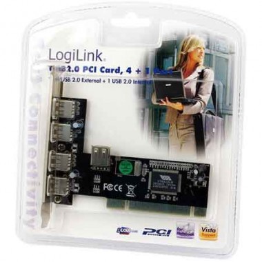 Logilink PC0028 - Tarjeta PCI USB 2.0 de 4 puertos Externo y 1 Interno