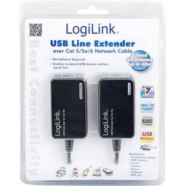 Logilink UA0021D - Extensor USB 1.1 sobre Cat.5e/ 6 (60m) | Marlex Conexion