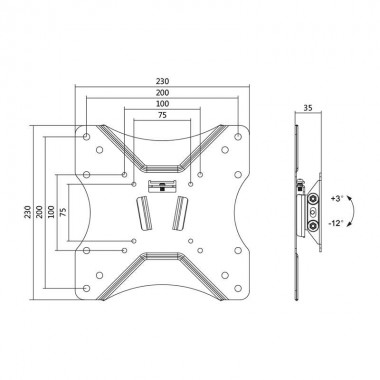 Logilink BP0005 - Soporte TV de Pared, inclinación -12º/+3º, 23-42'', 25 kg