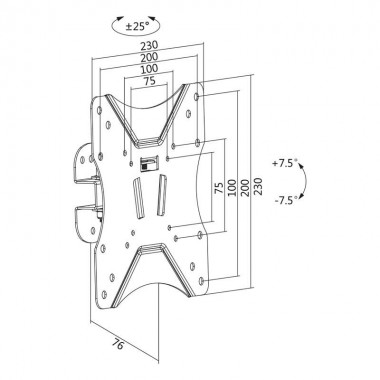 Logilink BP0006 - Soporte TV de Pared, inclinación -7.5º/+7.5º, Giratorio -25º/+25º, 23-42'', 25 kg