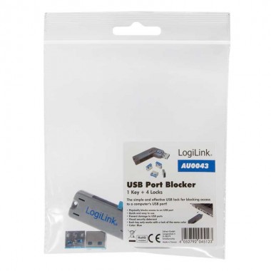 Logilink AU0043 - Bloqueo de puertos USB (1 llave + 4 cerraduras USB) 