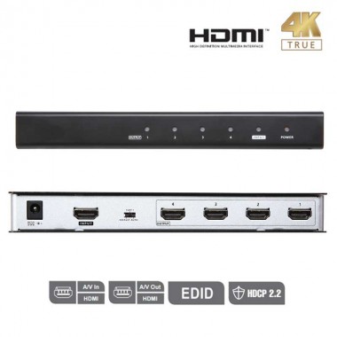 Aten VS184B - Splitter HDMI 2.0 4K real de 4 puertos