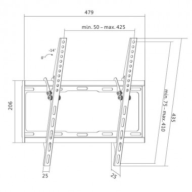 Logilink BP0012 - Soporte TV de Pared, inclinación -14º/0º, 32-55'', 35 kg