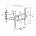 Soporte TV de Pared, inclinación -20º/+10º, Giratorio -90º/+90º, Rotación -3º/+3º, 32-55'', 50 kg