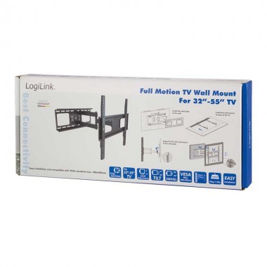 Soporte TV de Pared, incl -20º/+10º, Gir -90º/+90º, Nivel -3º/+3º, 32-55'', 50 kg