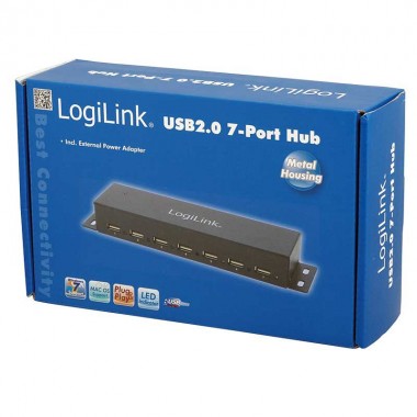 Logilink UA0148 - Hub USB 2.0 de 7 Puertos, Metálico | Marlex Conexion