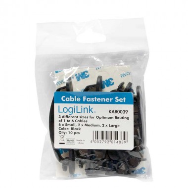 Logilink KAB0039  - Organizador de Cables, 3 tamaños 10 piezas | Marlex Conexion