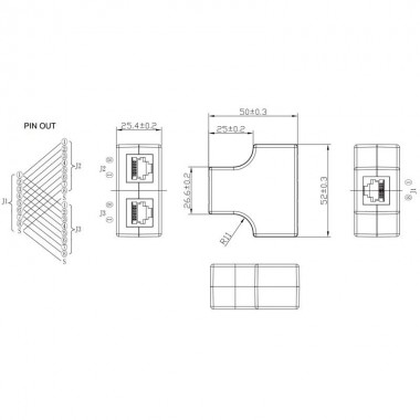 Logilink MP0037 - Duplicador RJ45 tipo '' T '', 1 Hembra a 2 Hembras