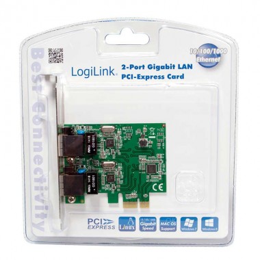 Logilink PC0075 - Tarjeta PCI Express 2 puertos Gigabit 10/100/1000Mbs 