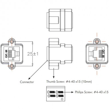 Logilink NP0098 - Acoplador RJ45 Cat.5e Hembra - Hembra con tornillos