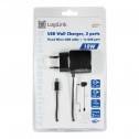 Logillink PA0146 - Cargador USB con cable Micro USB mas puerto USB, 10 W, Negro