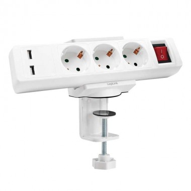 Logilink KAB0067 - Soporte para regleta de enchufes con abrazadera de montaje en mesa
