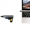 Logilink UA0305 - Hub USB-C de 3 puertos USB 3.0 tipo A con lector de tarjetas, Aluminio