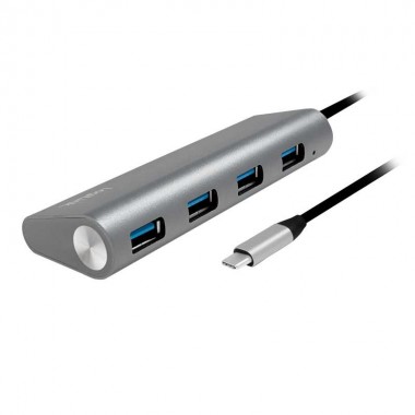 Logilink UA0309 - Hub USB-C 3.1 de 4 puertos USB 3.0 tipo A, Aluminio, Gris