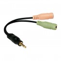 Logilink CA0021 | 15cm Cable Adaptador Jack 3,5 M (4pin) 2 Jack 3,5 H | Marlex Conexion