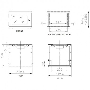 Logilink W06Z33G - Armario Mural 10" 4U Ancho 312 Alto 235 Fondo 300