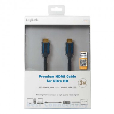 Logilink CHB005 - 3m Cable HDMI 2.0 Premium HQ 4K Certificado | Marlex Conexion