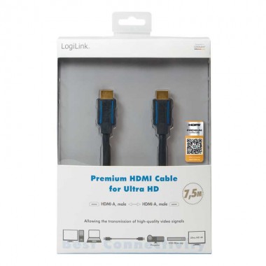  Logilink CHB007 - 7.5m Cable HDMI 2.0 Premium HQ 4K Certificado | Marlex Conexion