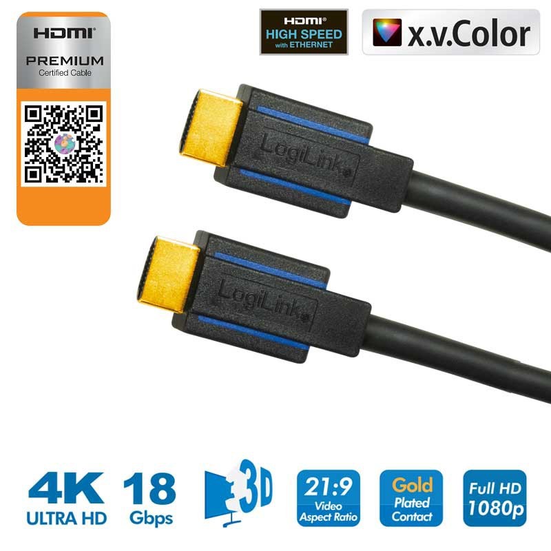 Cable de 2m HDMI 2.0 Certificado Premium con Ethernet - HDMI de